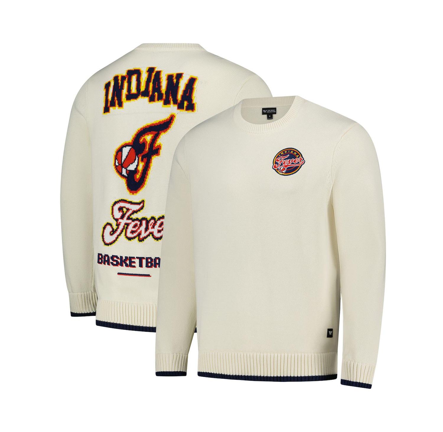 Men's and Women's Cream Indiana Fever Jacquard Pullover Sweater