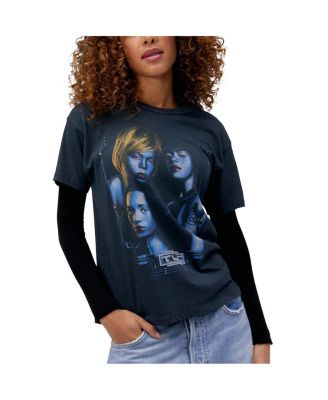 Women's Charcoal TLC Fan Mail Tour Graphic Ringer T-Shirt