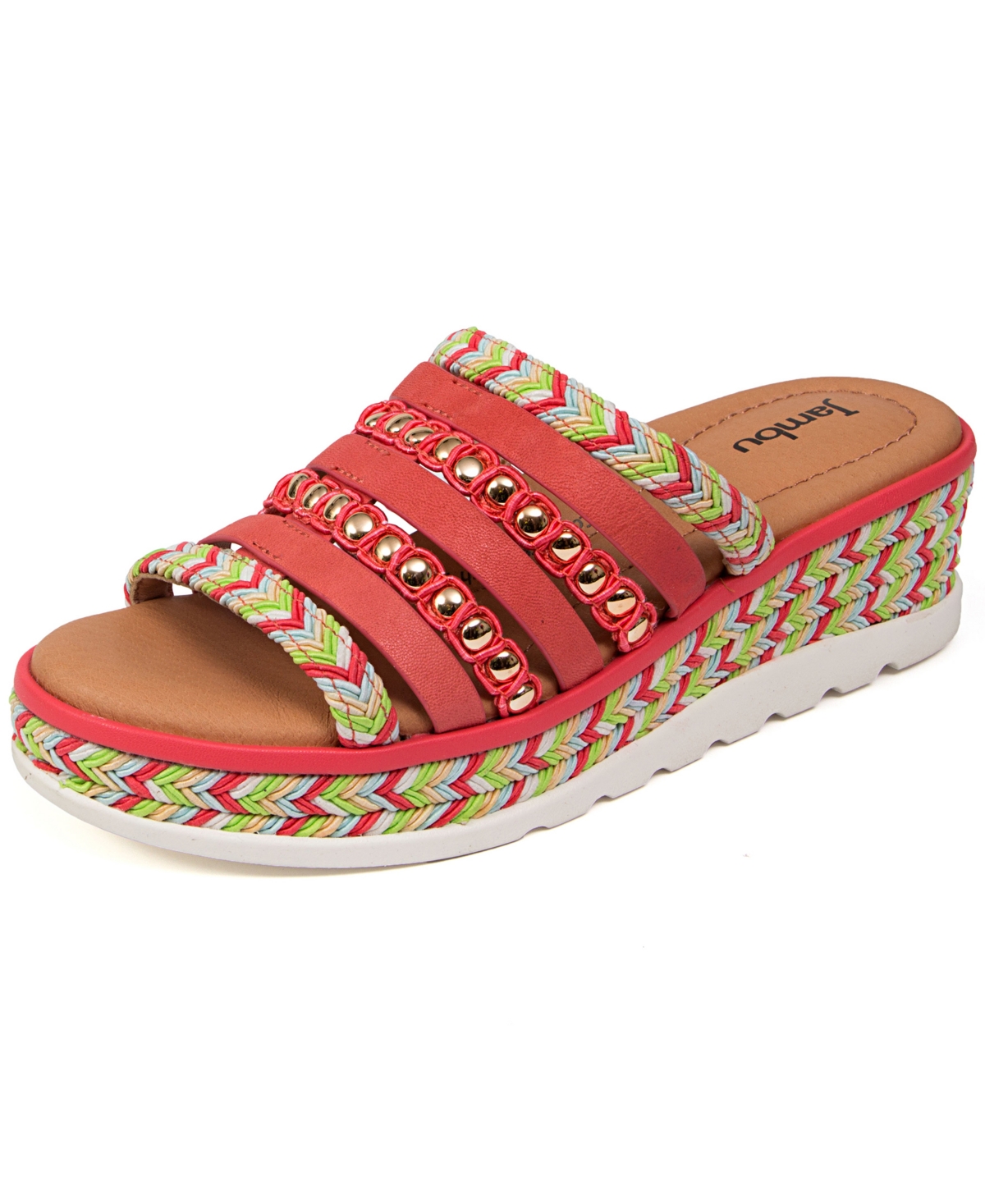 Jambu Dahlia Wedge Sandal In Coral Multi