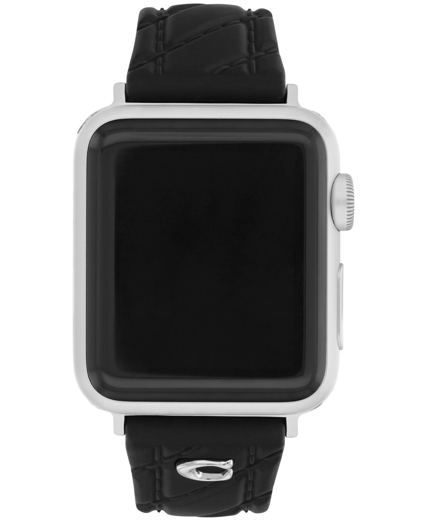 Женский ремешок для часов COACH Quilted Black Silicone Apple Watch Strap 38mm, 40mm, 41mm — фото 1