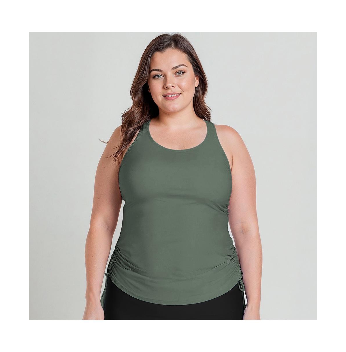 Plus Size Maya Tankini Swim Top With Removable Cups - Wine