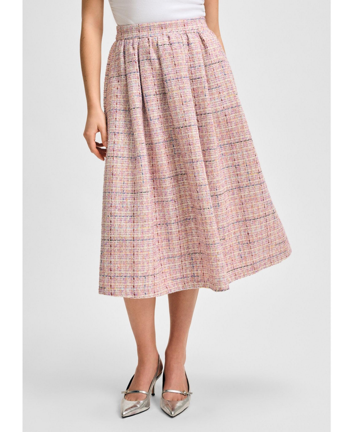 Women's Tweed Midi Tea Skirt - Lavender multi