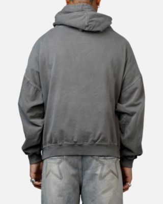 Men's Tagged Hoodie, Washed Charcoal- M
