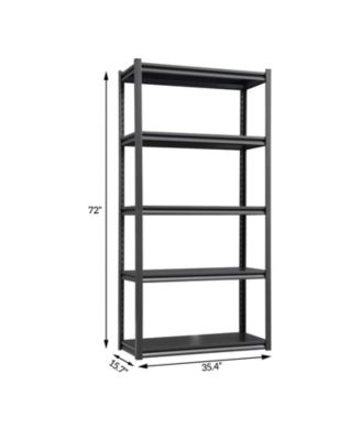 72"H  5 Tier Metal Shelves for Storage Garage Shelving 2000LBS Heavy Duty Storage Shelves Adjustable Garage Shelf Industrial Shelving Unit Storage Utility Rack,35.4"W15.7"D72"H,Black