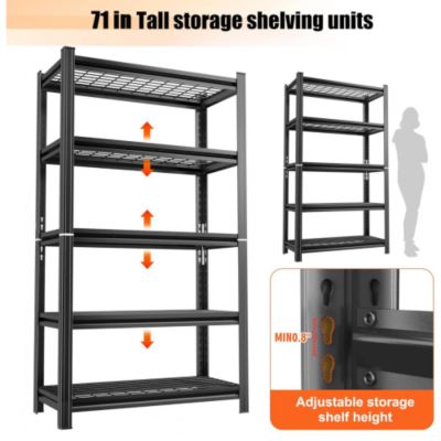5-Tier Heavy-Duty Rust-Resistant Steel Wire Rack for Kitchen, Laundry, and Garage Storage Shelf