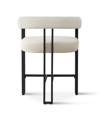 Set of 2 Modern Velvet Counter Stools with Curved Back, Metal Legs & Upholstered Seat
