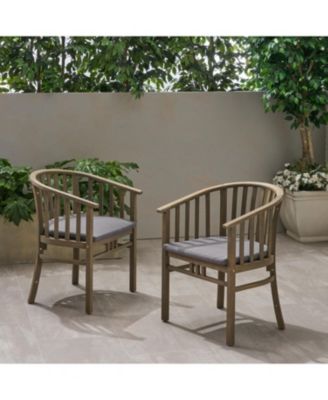 Streamdale Outdoor Wood Dining Chairs Cushions (2) Dark Grey
