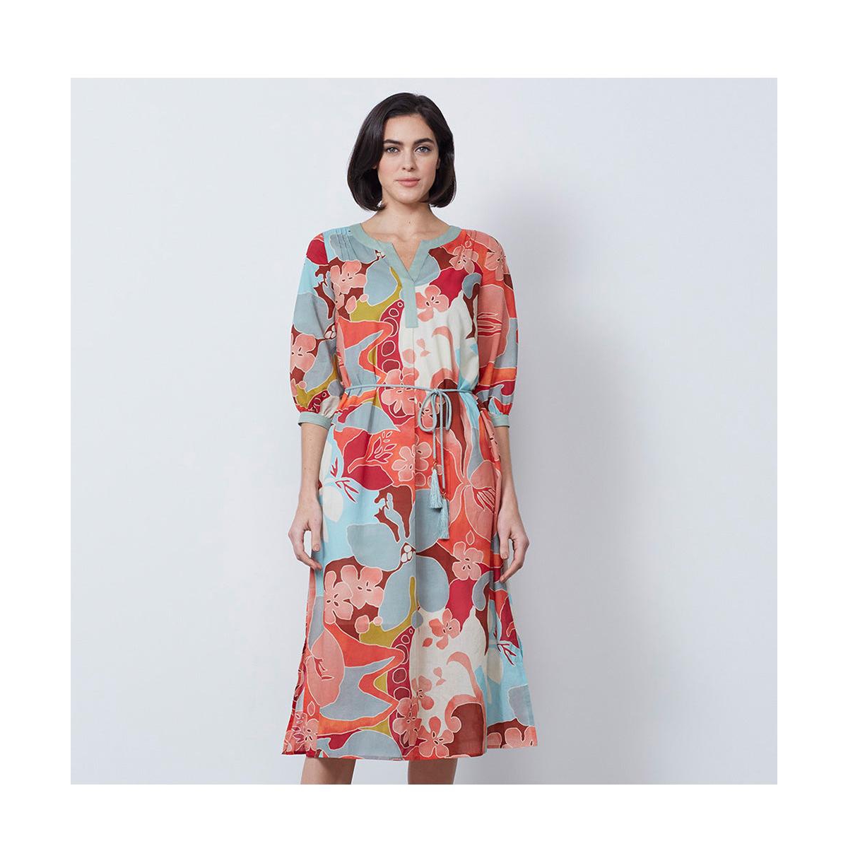 Women's Floral Print Cotton Spring Dress Maltese