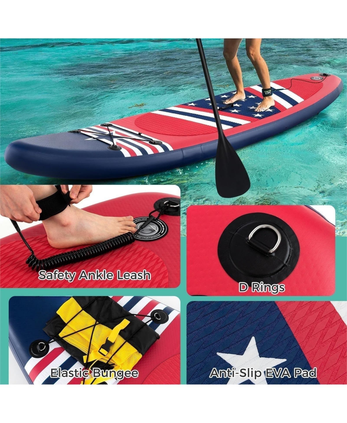Inflatable Paddle Board with Removable Fin and Backpack