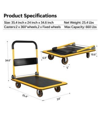 Platform Truck Hand Truck Large Size Foldable Dolly Cart for Moving Easy Storage and 360 Degree Swivel Wheels 660lbs Weight Capacity