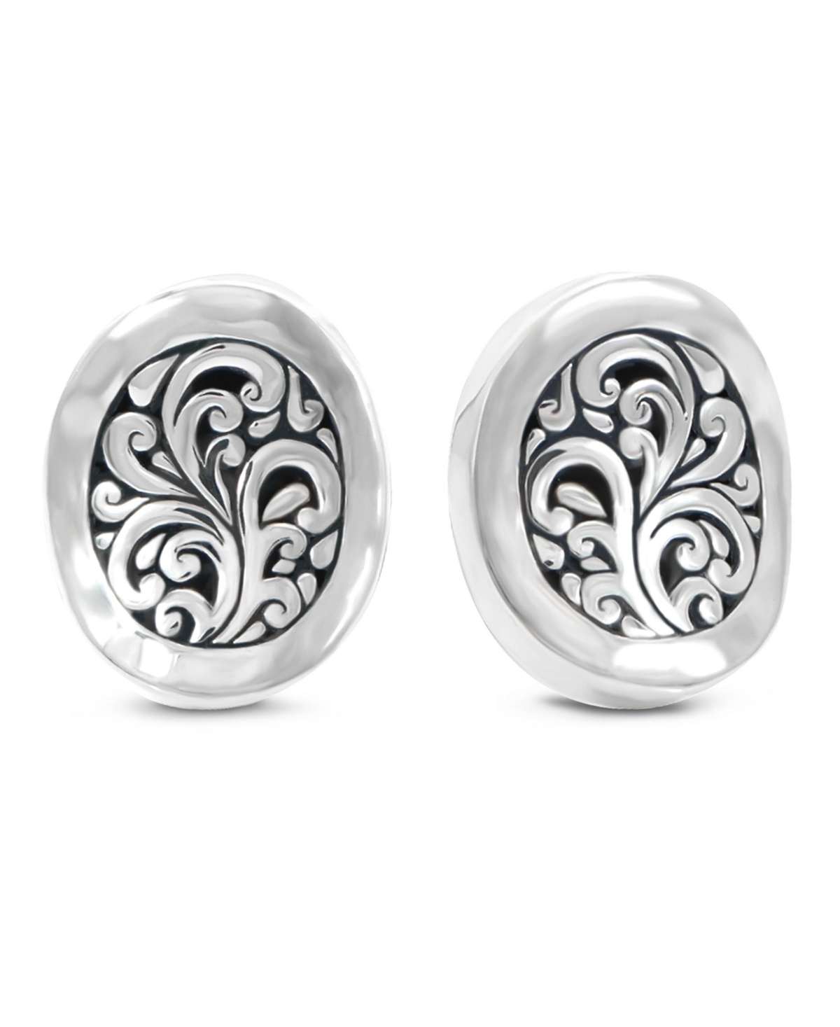 Filigree Stud Earrings in Sterling Silver - Silver