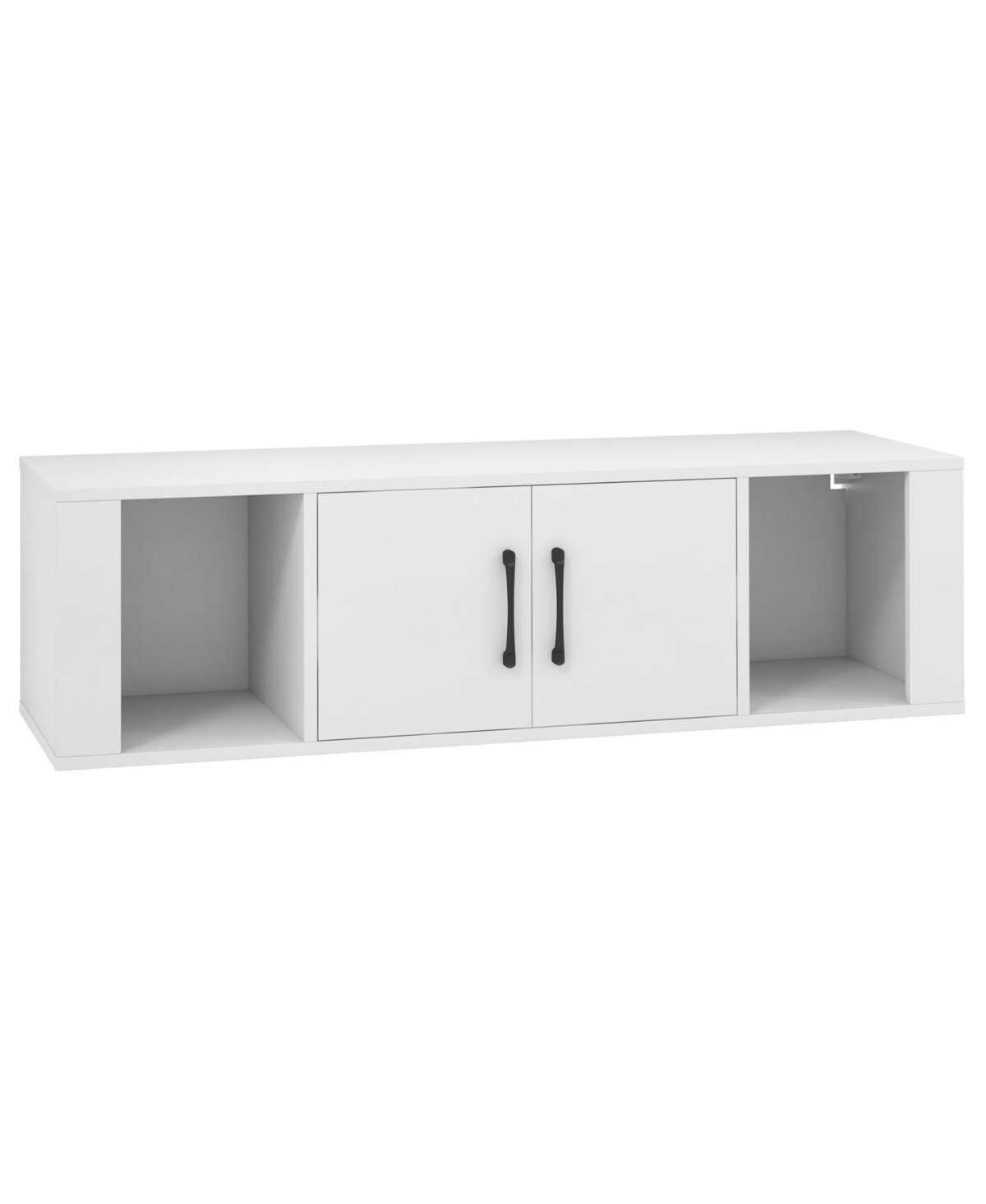 Wall Mounted Floating 2 Door Desk Hutch Storage Shelves - White