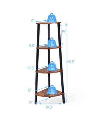 4-Tier Corner Shelf Metal Storage Rack Domestic Bookcase