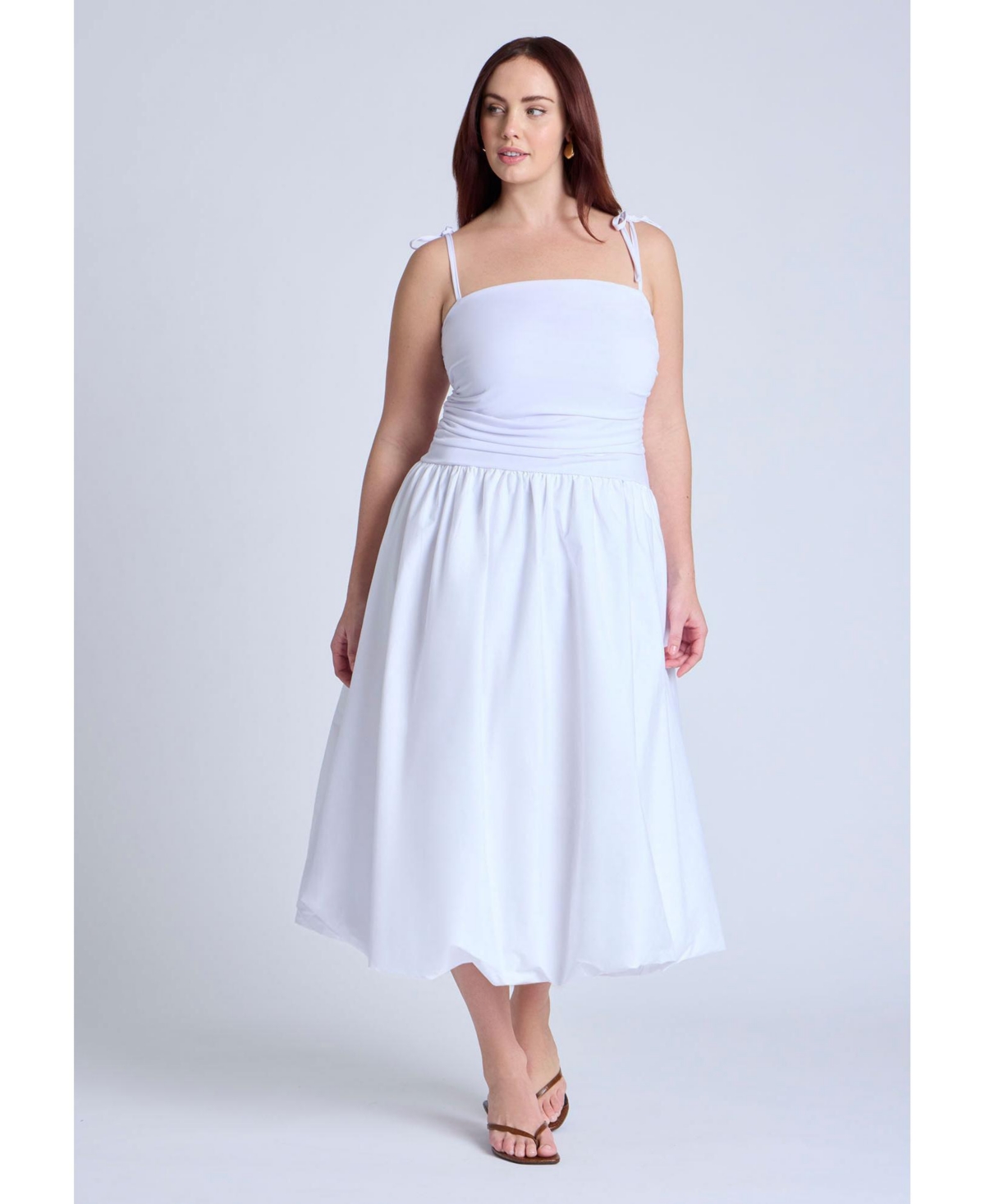 Plus Size Bubble Skirt Midi Dress - Neutral cream