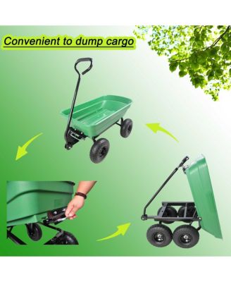 Folding car Poly Garden dump truck with steel frame, 10 inches. Pneumatic tire, 300 lb capacity body 55L