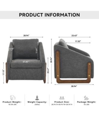 Modern Chenille Armchair with Wooden Frame