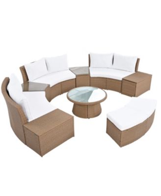 Streamdale 10-Pc Outdoor Rattan Sectional Sofa Set, White