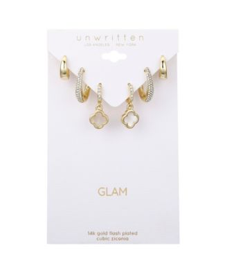 Crystal and Mother of Pearl Hoop Earring Trio Set