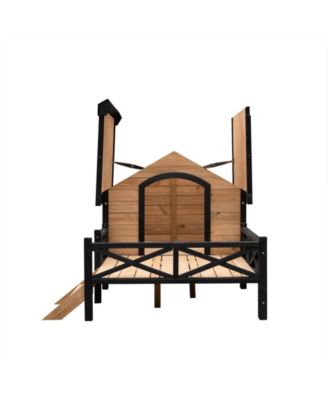 Outdoor Large Wooden Cabin House Style Wooden Dog Kennel with Porch