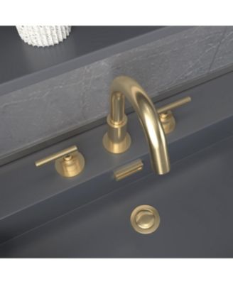 8 in. Widespread 2-Handle Mid-Arc Bathroom Faucet with Valve and cUPC Water Supply Lines in Brushed Gold