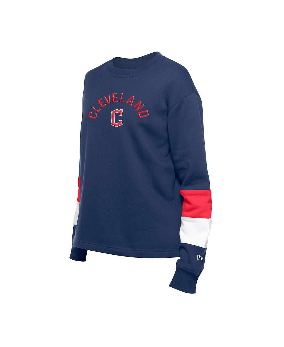 New Era Women's Navy Cleveland Guardians Game Day Color Pullover Sweatshirt In Navy