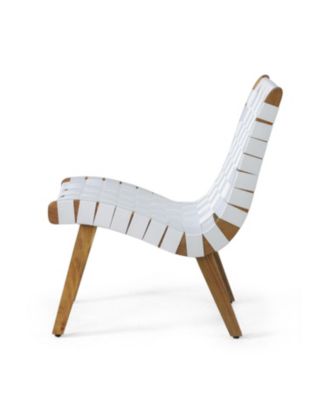 Streamdale Outdoor Acacia Wood and Rope Weave 3 Piece Chat Set, White and Teak