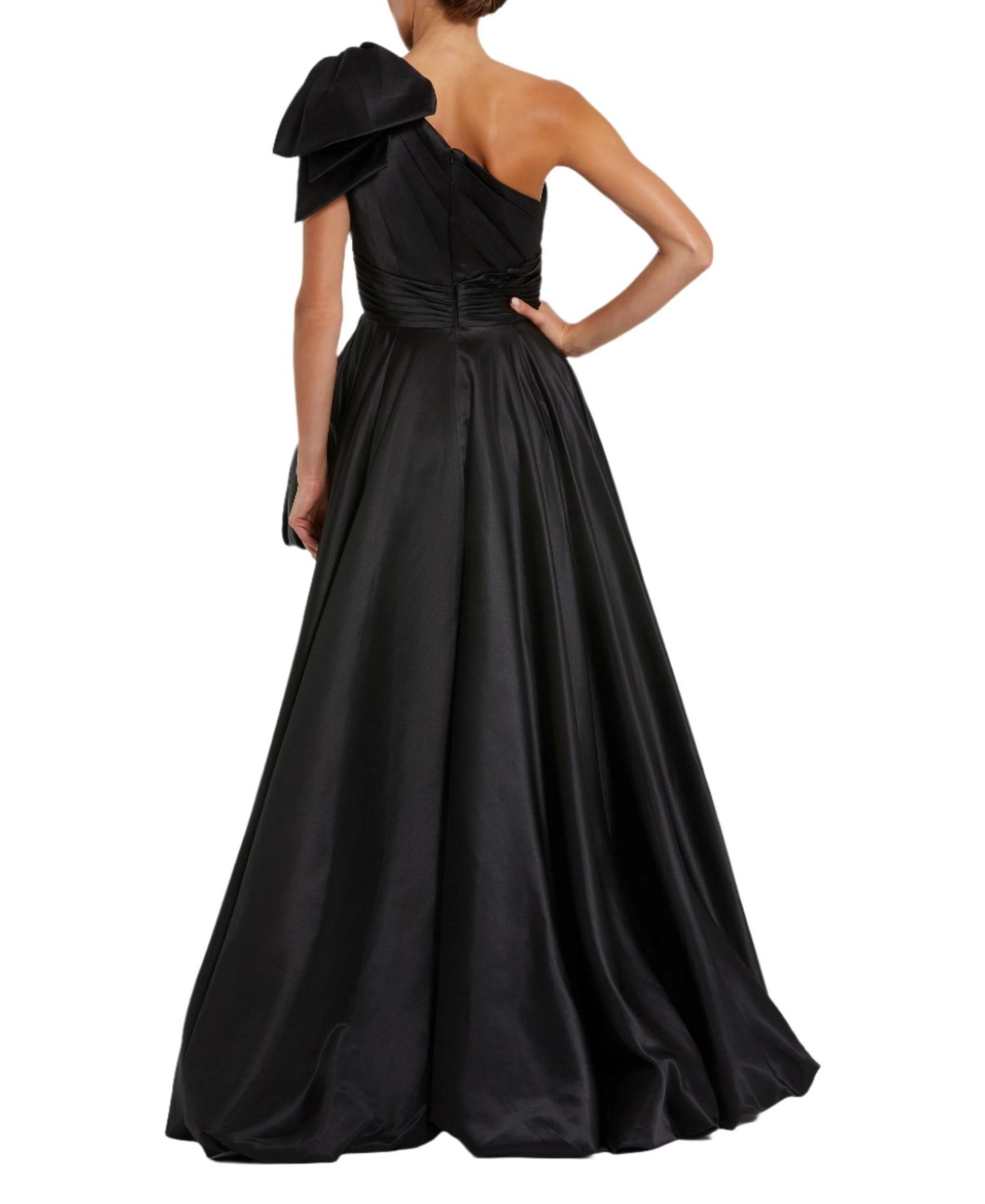 Women's Satin One Shoulder Bow Gown