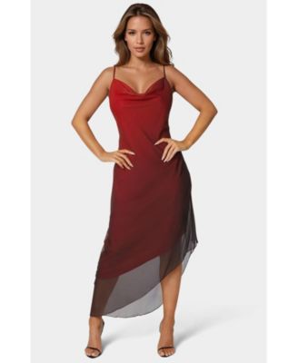 Women's Ombre Chiffon Cowl Dress