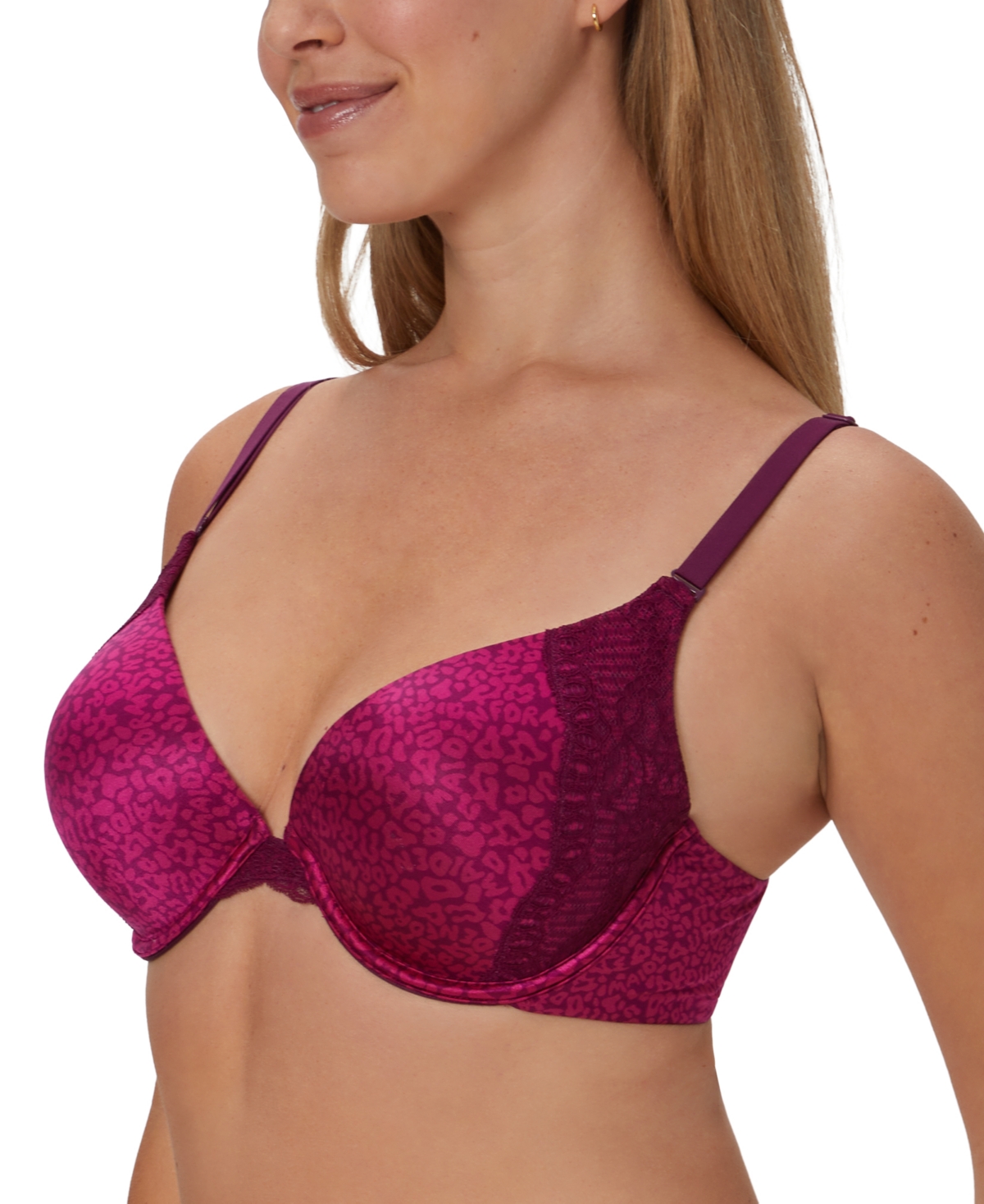 Maidenform Natural Boost Add-a-size Shaping Underwire Bra 9428 In Autumn Orchid Spotted Mf Animal Print