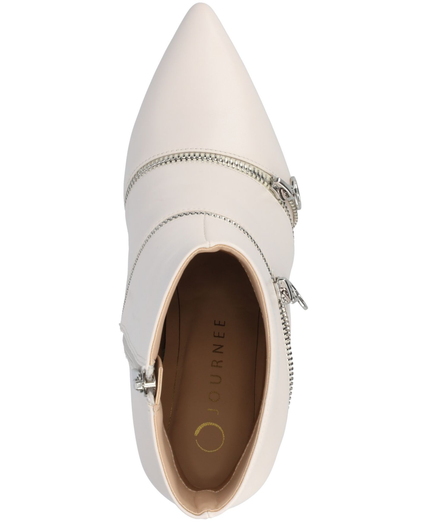 Женские ботинки Journee Collection Catoa Zipper Detail Dress Booties, цвет: Костяной — фото 4