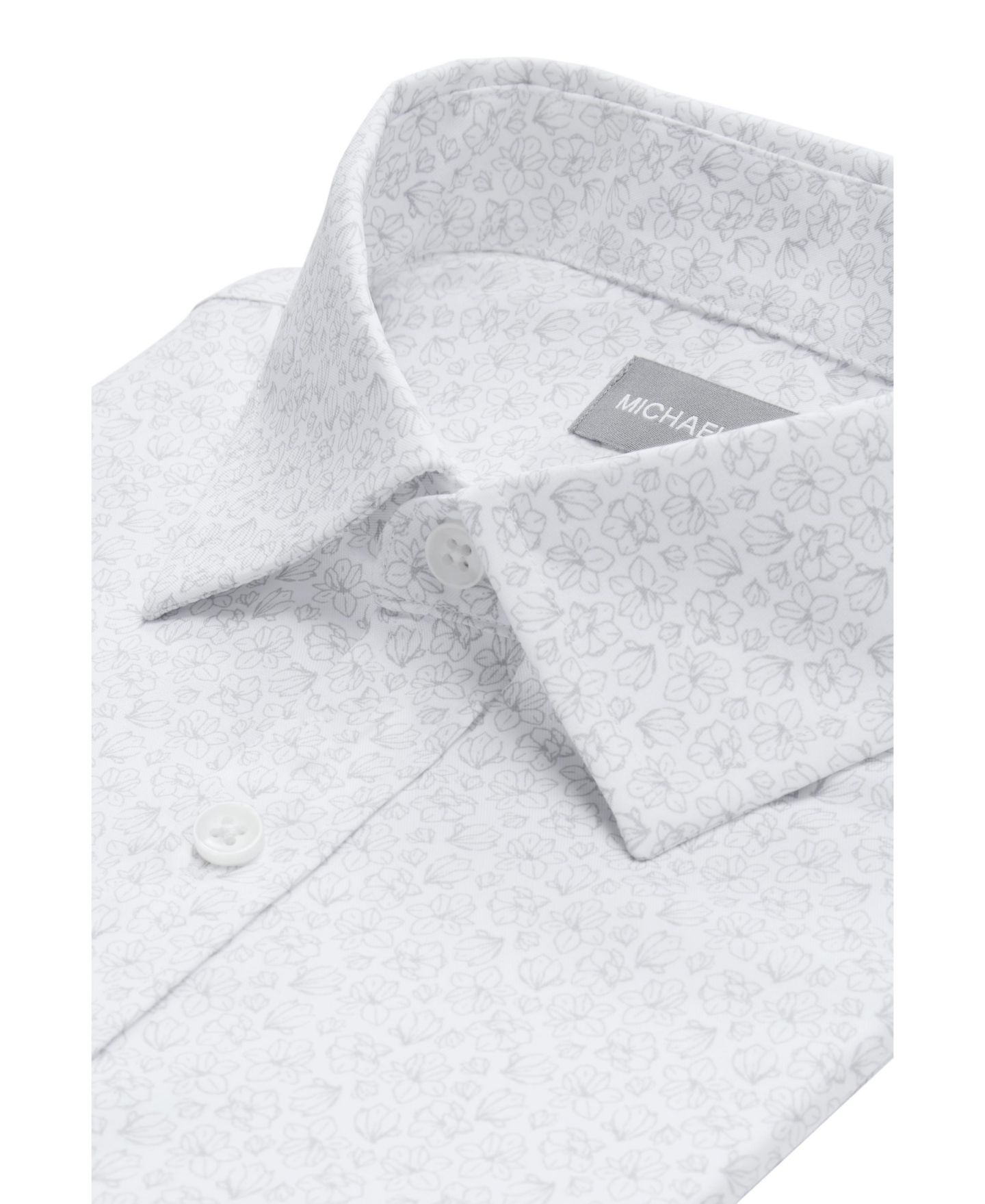 Мужская рубашка Michael Kors Eco Passport Stretch Untucked Slim Fit Dress Shirt, цвет: Серый — фото 5