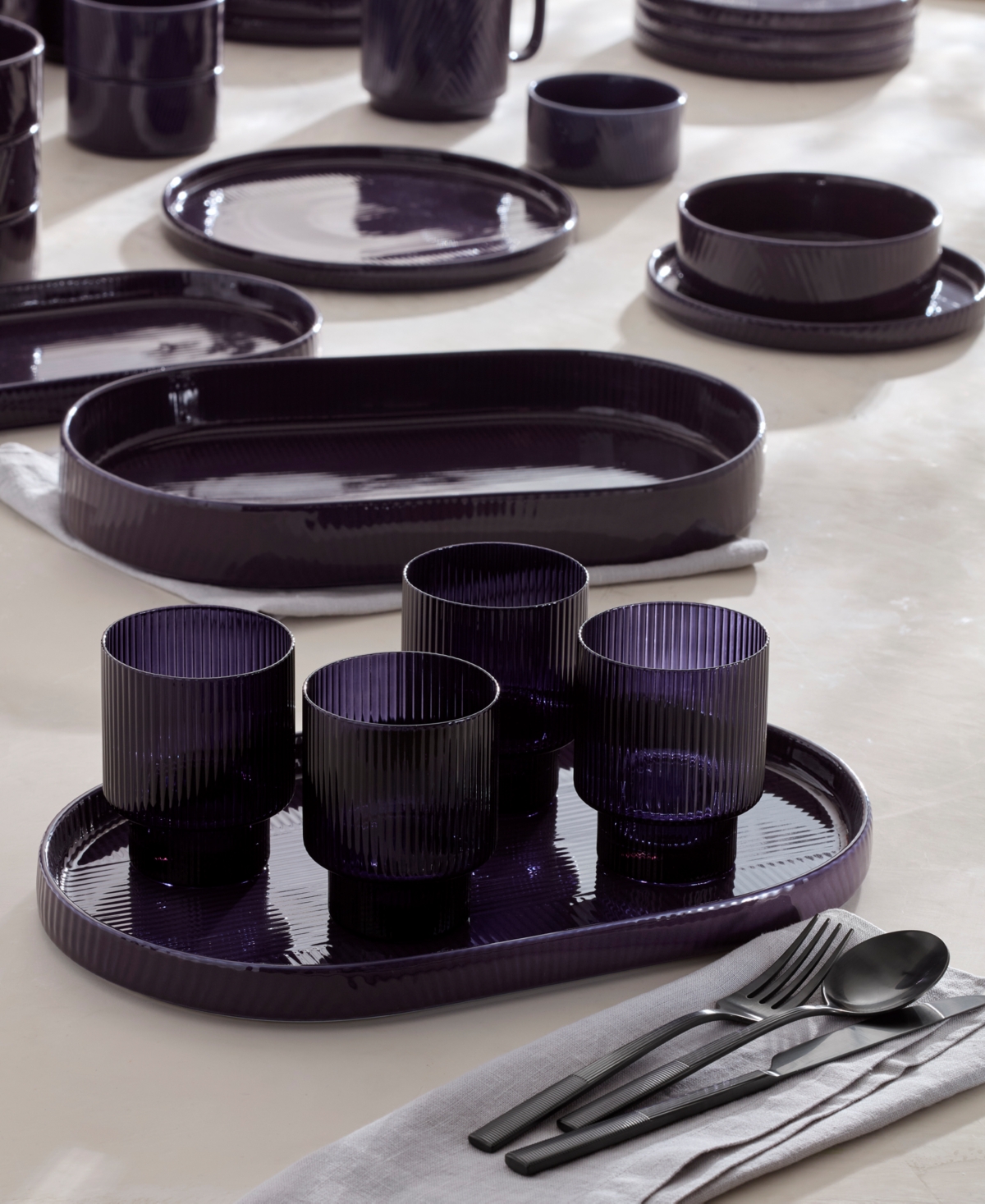 Lenox Modulus Serving Platter & Bowl Set In Black