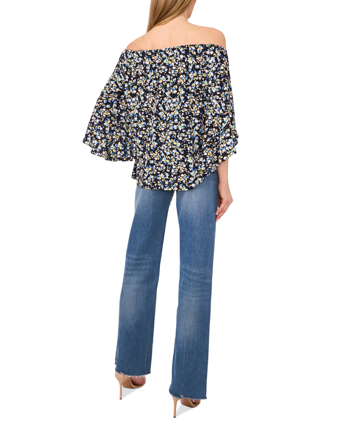 Vince Camuto Off The Shoulder Flutter Sleeve Top In Classic Navy