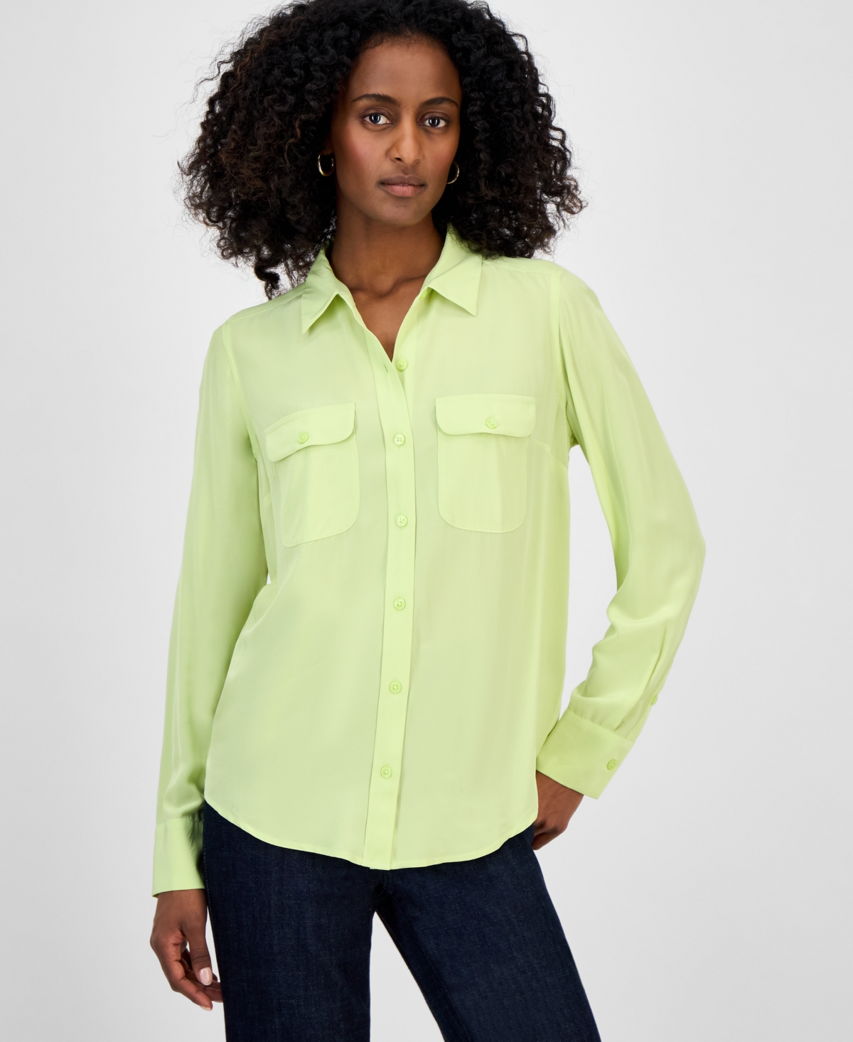 Inc International Concepts Women's Flap-pocket Shirt, Exclusively At Macy's