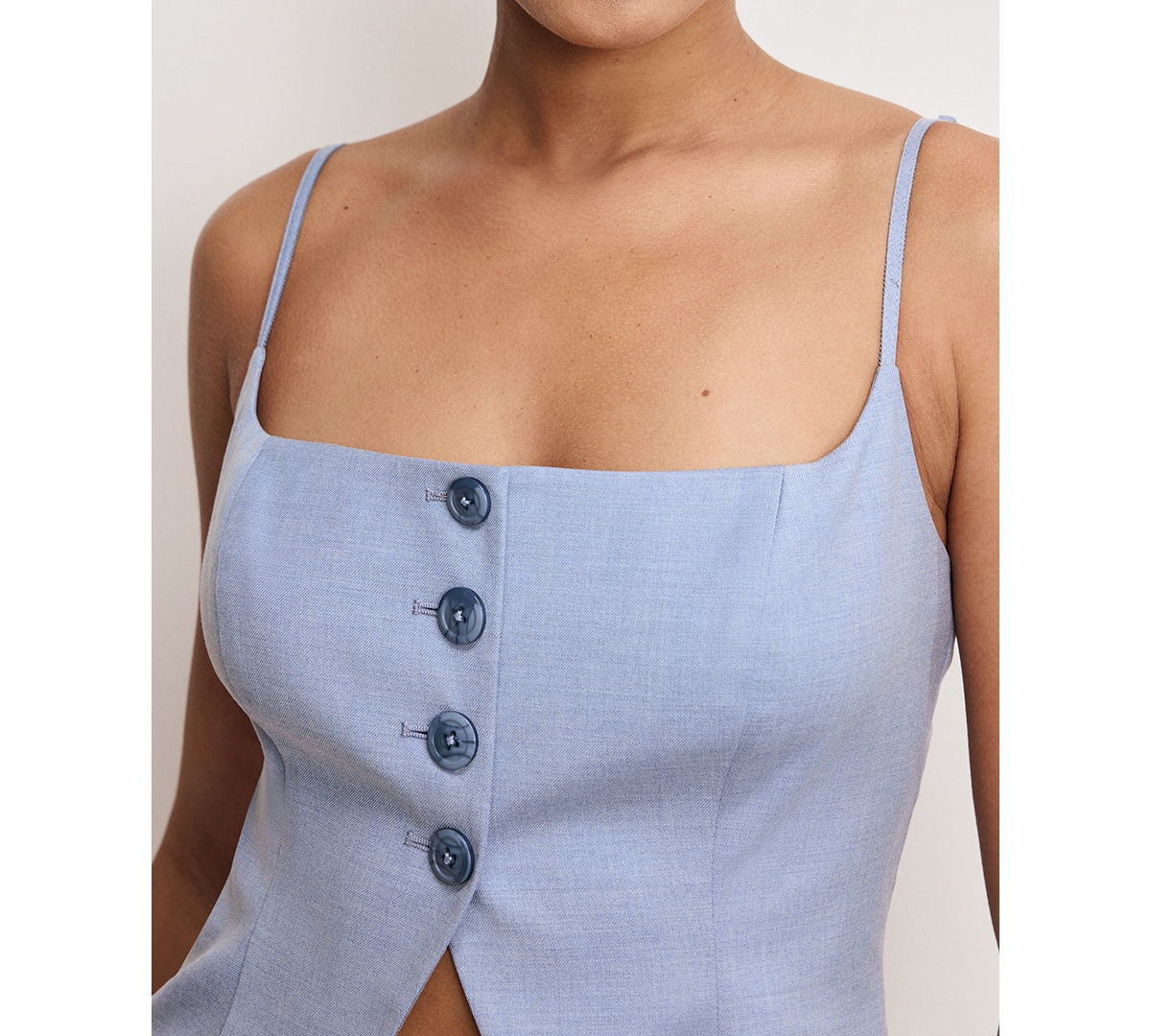 Shop Good American Women's Twill Suiting Cami Top In Crosshatch Blue001