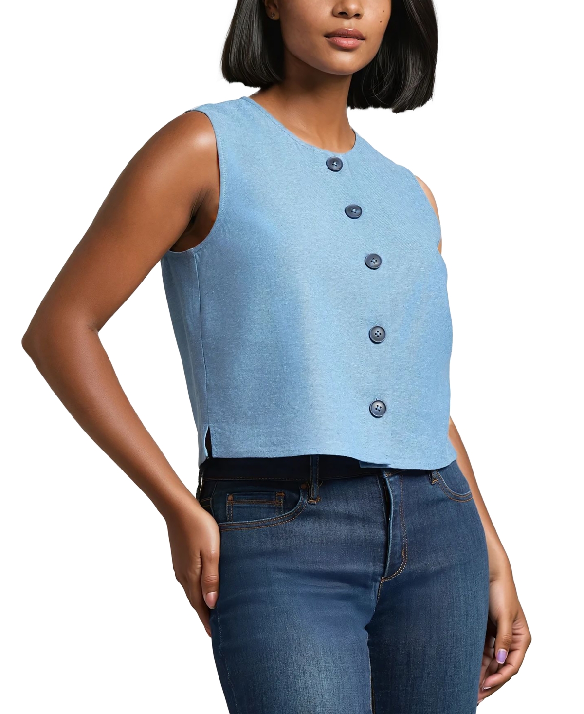 Jones New York Women's Sleeveless Button-front Vest
