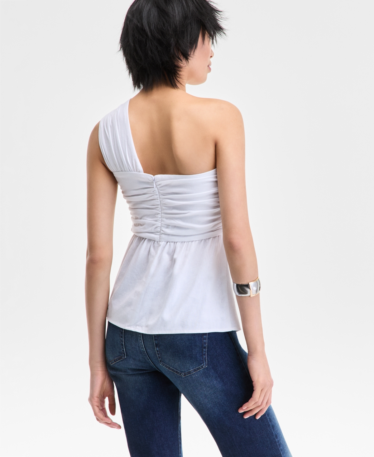 Inc International Concepts Women's Asymmetric One-shoulder Twist-front Top, Exclusively At Macy's