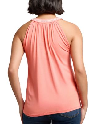 Women's Embroidered Tassel-Tie Halter Top