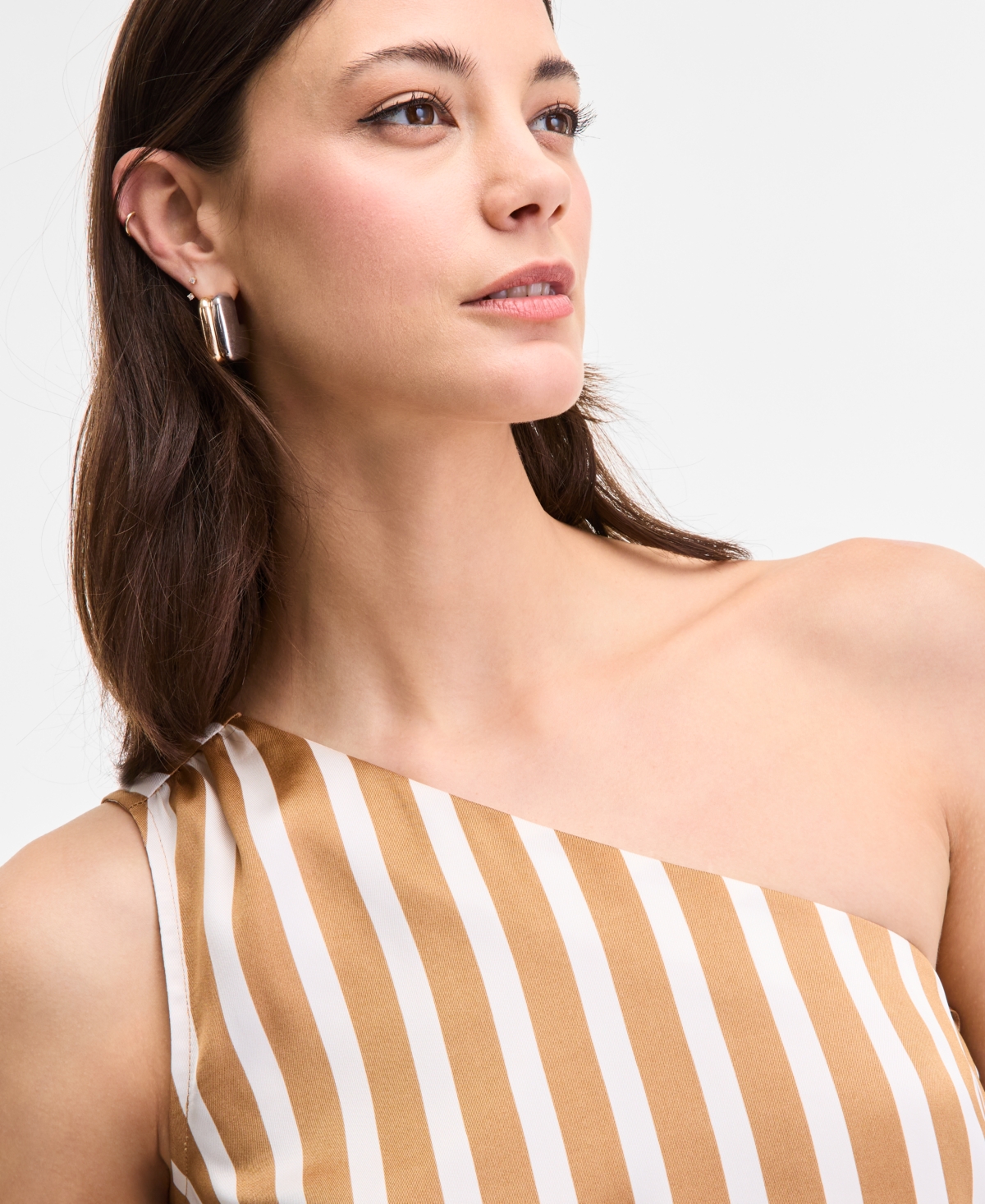 Inc International Concepts Women's Striped One-shoulder Top, Exclusively At Macy's