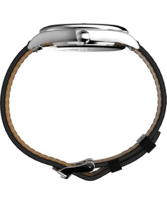 Men's Analog Black Leather Strap Watch, 41mm