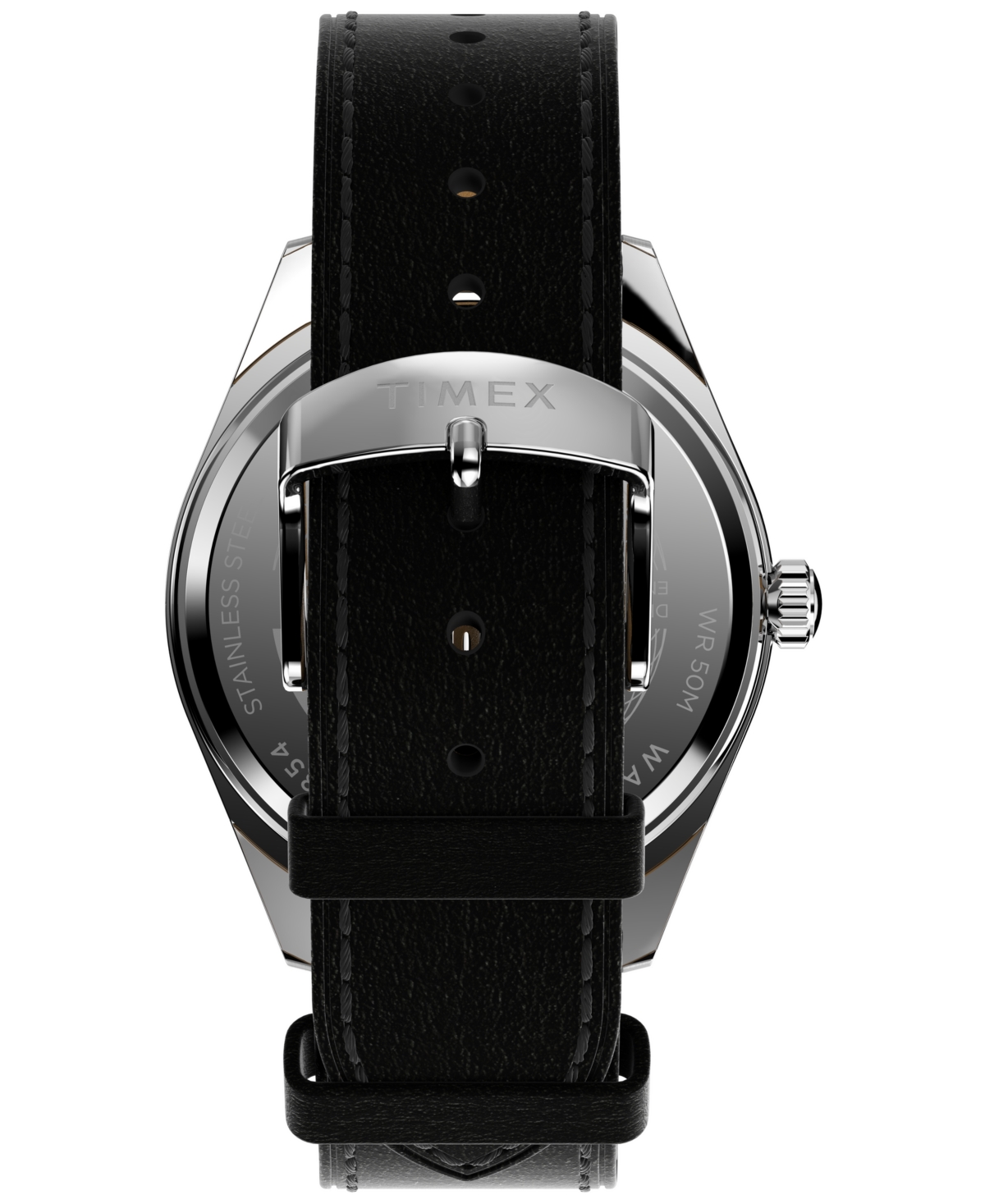 Timex Men's Analog Black Leather Strap Watch, 41mm In Black