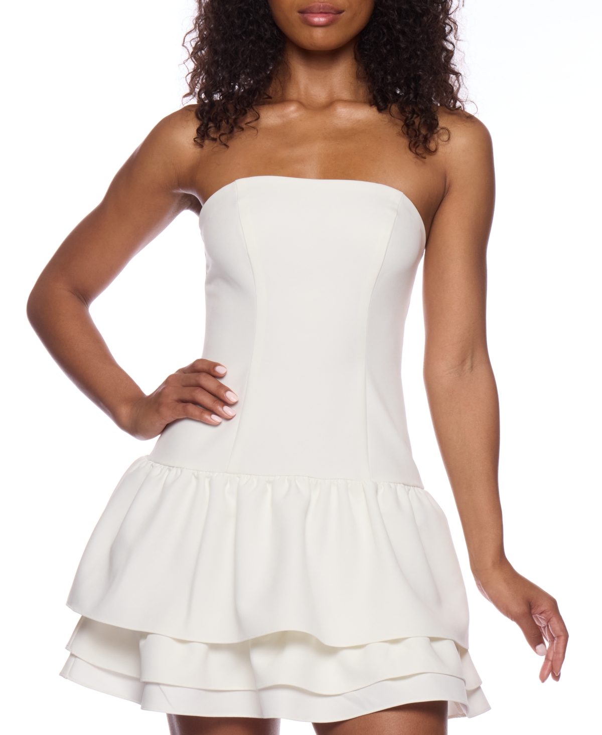 Alex & Sophia Juniors' Strapless Layered-hem Fit & Flare Dress