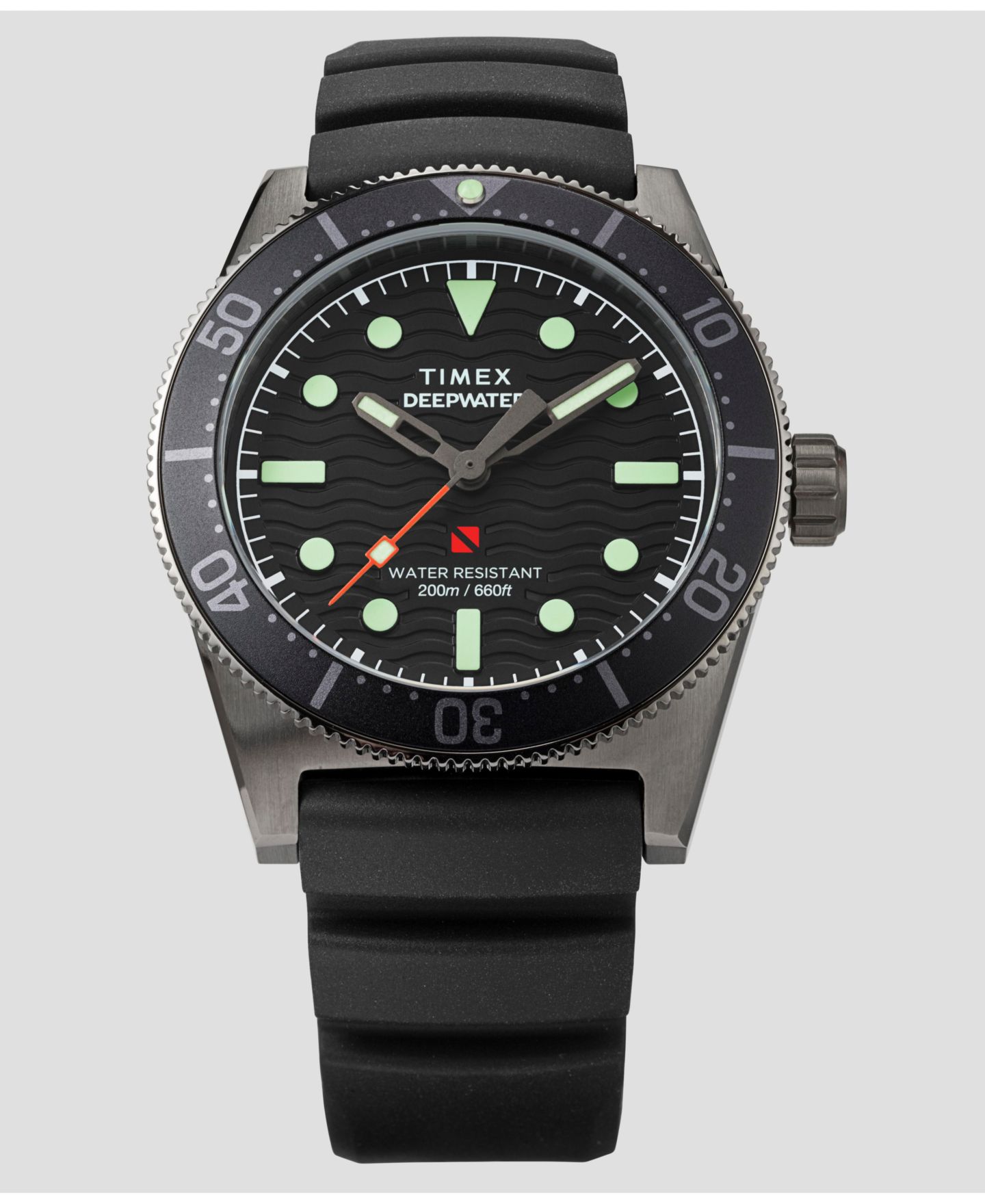 Мужские часы Timex Analog Black Rubber Strap Watch, 41mm — фото 6