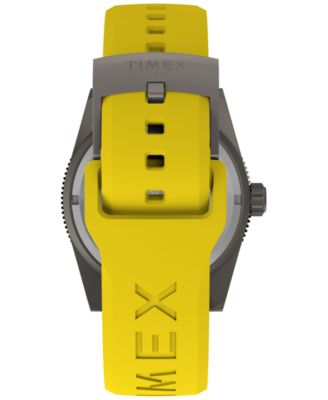 Men's Analog Yellow Rubber Strap Watch, 41mm