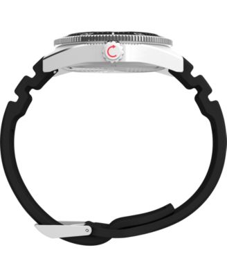 Men's Analog Black Rubber Strap Watch, 41mm