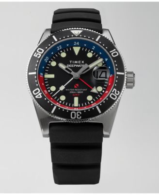 Men's Analog Black Rubber Strap Watch, 41mm