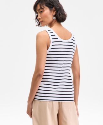 Women's Cotton Striped Scoop Tank Top, Exclusively at Macy's