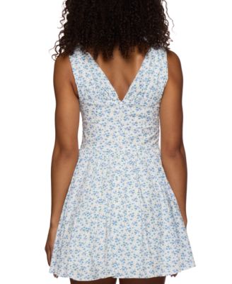 Juniors' Floral-Print Bustier Mini Dress