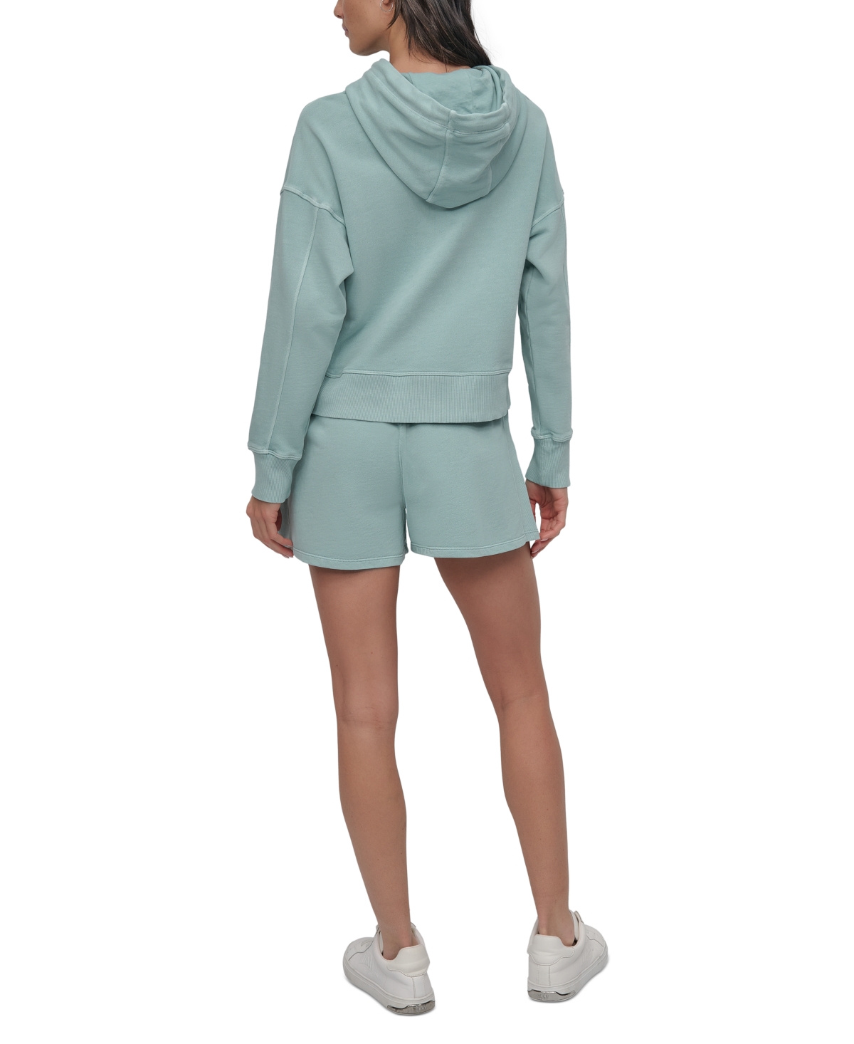 DKNY SPORT WOMEN'S COTTON EMBROIDERED LOGO PULLOVER HOODIE 