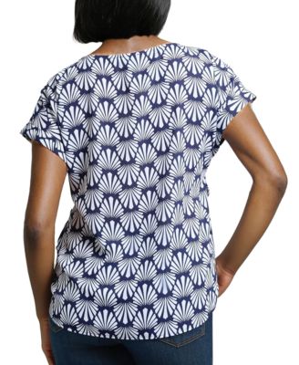 Women's Shell-Print Button-Side Top